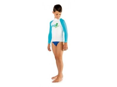 Футболка из лайкры с коротким рукавом RASH GUARD детская. синяя, (128)