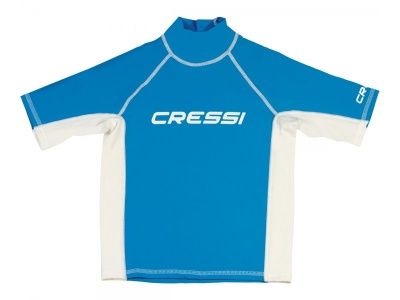 Футболка из лайкры с коротким рукавом RASH GUARD детская. синяя, (128)