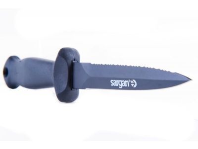 Нож "ТУРГОЯК" стропорез тефлоновое покрытие черная ручка SARGAN в www.aquatavr.ru с гарантией качества
