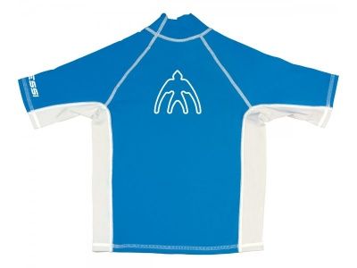 Футболка из лайкры с коротким рукавом RASH GUARD детская. синяя, (128)