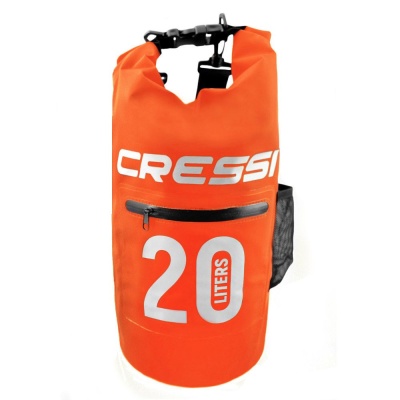 Гермомешок CRESSI с карманом на молнии, DRY BAG, оранжевый 20 литров, Cressi в www.aquatavr.ru с гарантией качества